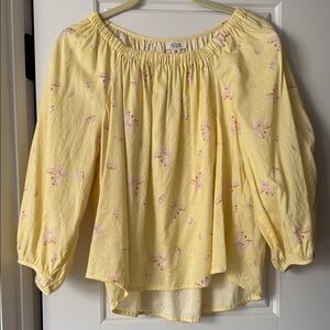 a.n.a Yellow Floral Peasant Off-Shoulder Blouse